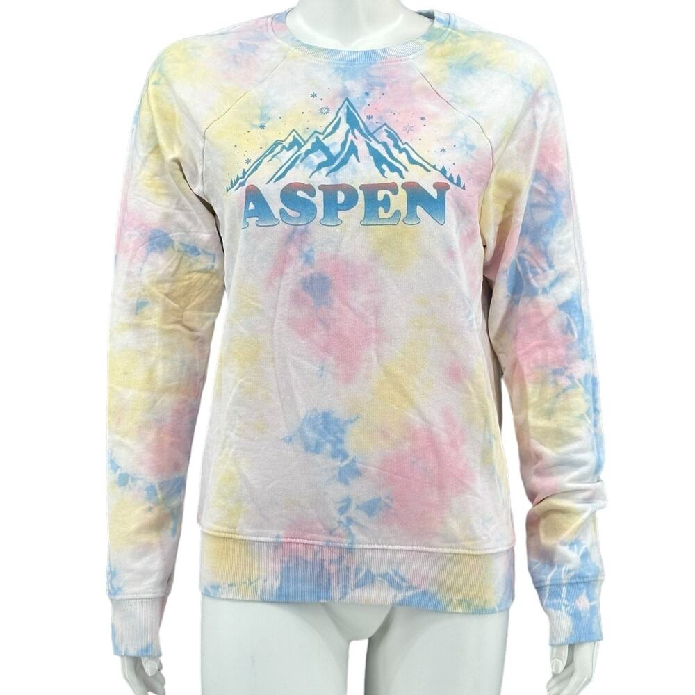 Back When Anthropologie Sweatshirt Womens XS Pastel Tie Dye Aspen Mountains